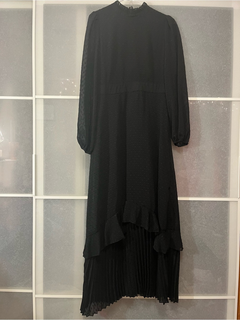 SHEIN Black Long Sleeve Ruffle Maxi Dress